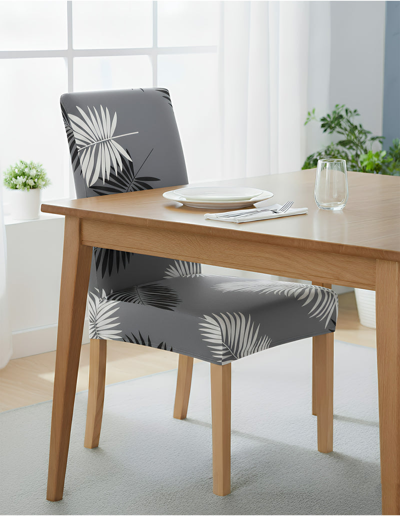 Anyseat Grey Leaves Design Chair Cover –  Elastic Slipcover with Anti‑Dirt Protection for Dining Room, Kitchen, Wedding, Hotel, Banquet & Restaurant