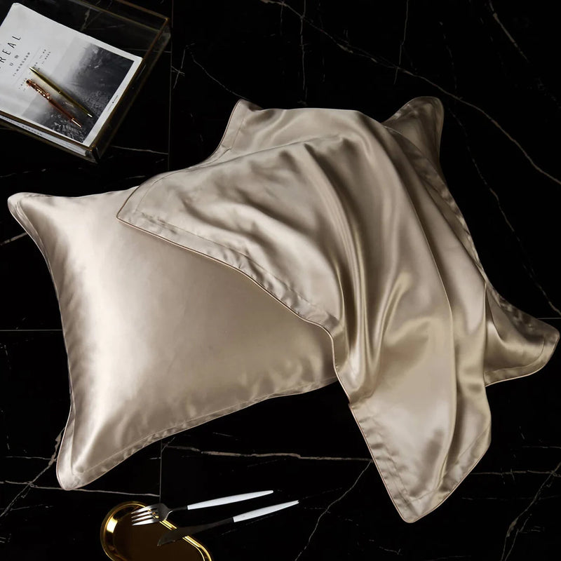 ANYHOUZ Pillowcase 51x66cm Coffee Pure Real Silk For Comfortable And Relaxing Home Bed
