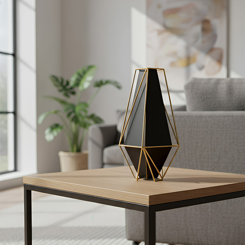 ANYDECO 34cm Gold Black Luxury Tabletop Home Decor Modern Art Living Room Display House Decorative Crafts Metal Ornaments