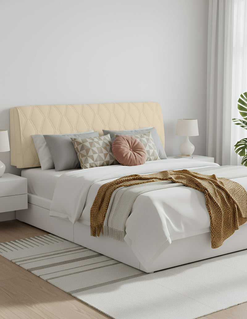 Anycozy Headboard Cover Beige Zigzag Pattern Super Soft Smooth Quilted Velvet Bed Back Dust Protector Cover 170x70cm