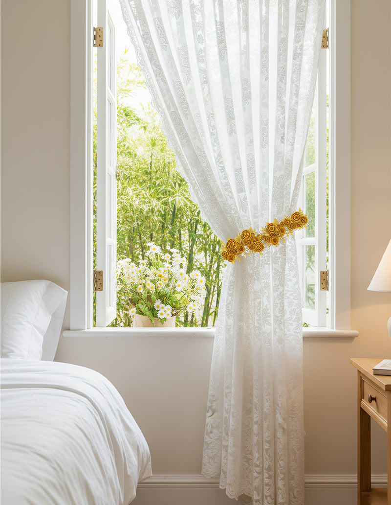 Anydrape Curtain White Rod Pocket Modern Fashionable Embroidered Sheer Curtains