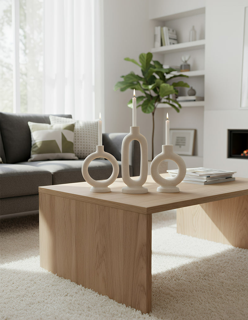 ANYDECO Candle Holder White Nordic Ceramic Candlestick Stand Home Decor