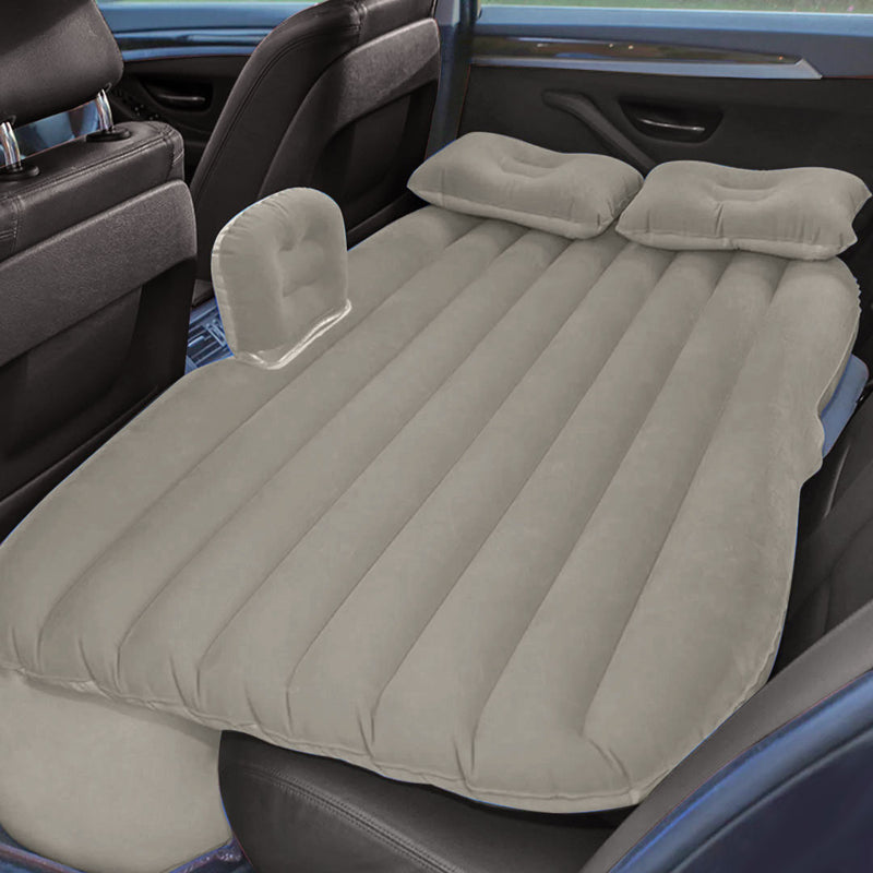 Inflatable Car Mattress 2PC Grey Stripe Portable Camping Rest Air Bed Travel Compact Sleeping Kit Essentials