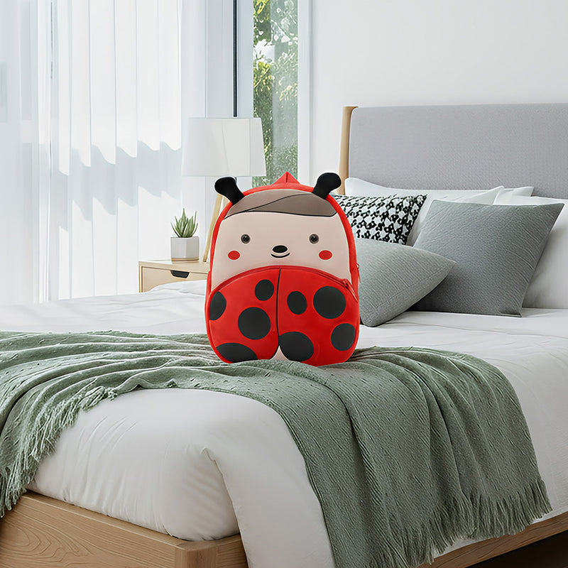 Anypack  3D Red Ladybug Kids School Backpack Cute Cartoon Animal Style Children Toddler Plush Bag Perfect Accessories For Boys and Girls