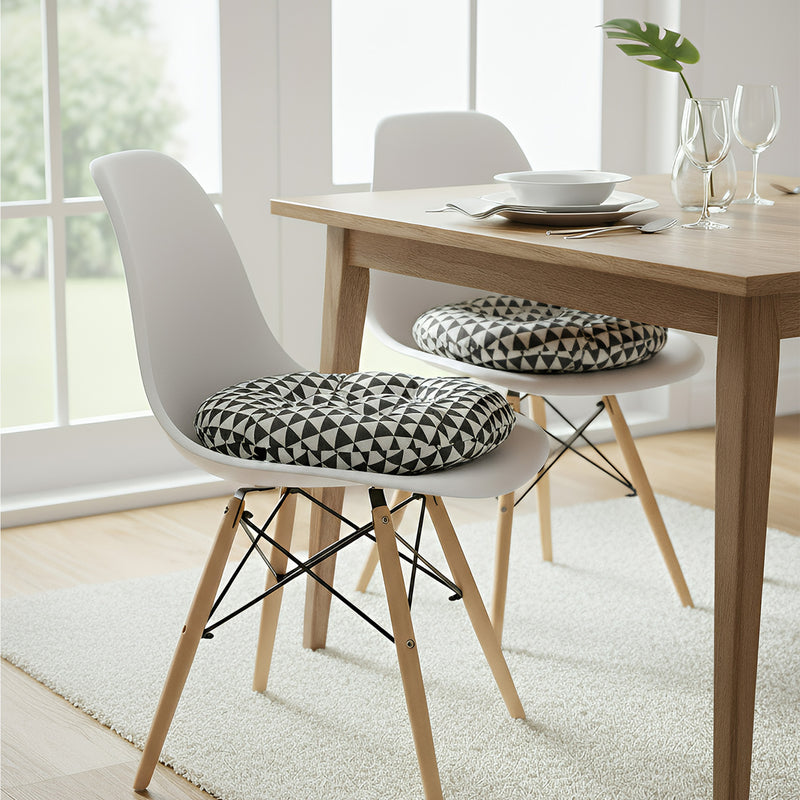 Anypillow Black & White Round Cushion – Geometric Seat Pad