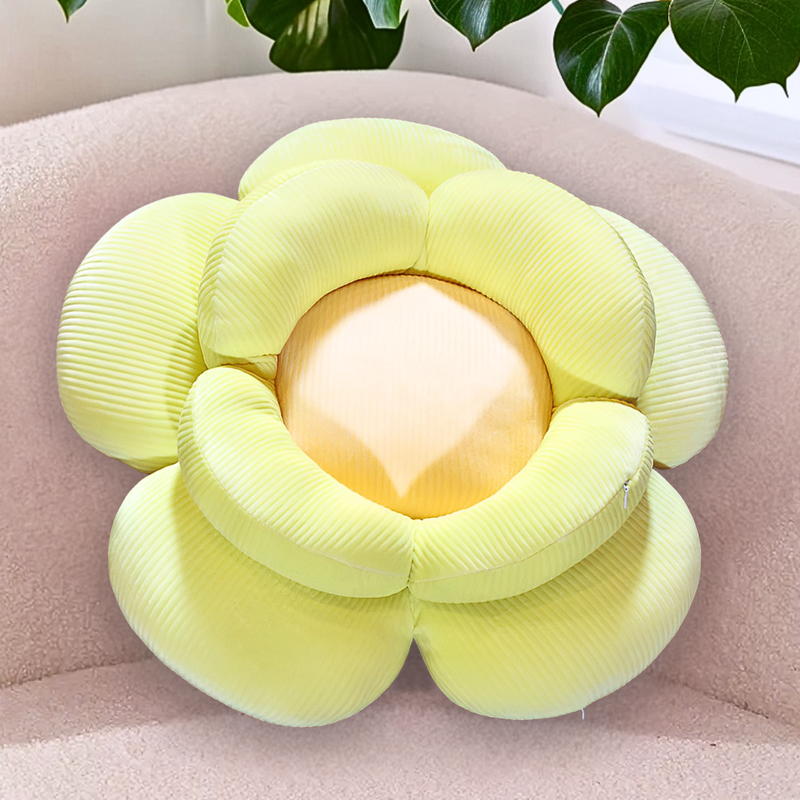 Anyseat Seat Cushion 2PC Green Double Flower Shape Soft Bedside Floor Plush Pillow Home Decor