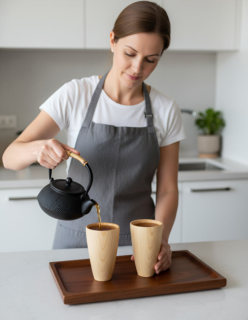 Anygleam Light Brown Wooden Tea Japanese Cups Kitchen Tools Accessories
