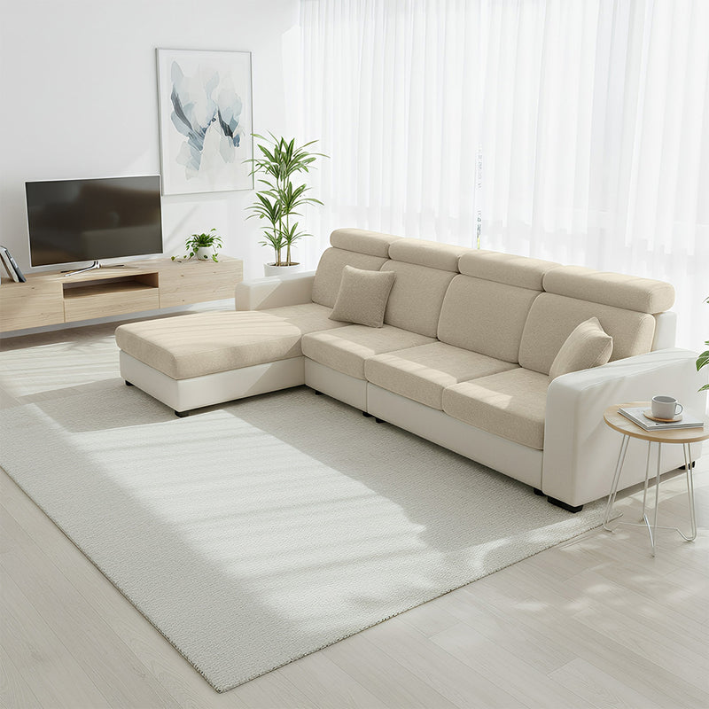 Anyseat L‑Shape Sofa Cover Beige Chenille Polyester Thick Stretchable Cushion Protector for Living Room