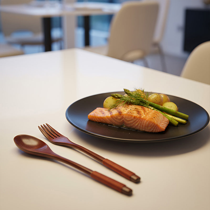 Anygleam Orange Wooden Spoon and Fork Set – 2pcs Tableware