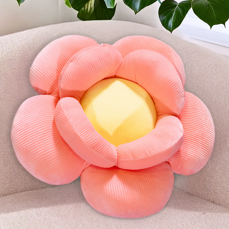 Anyseat Seat Cushion 2PC Red Double Flower Shape Soft Bedside Floor Plush Pillow Home Decor