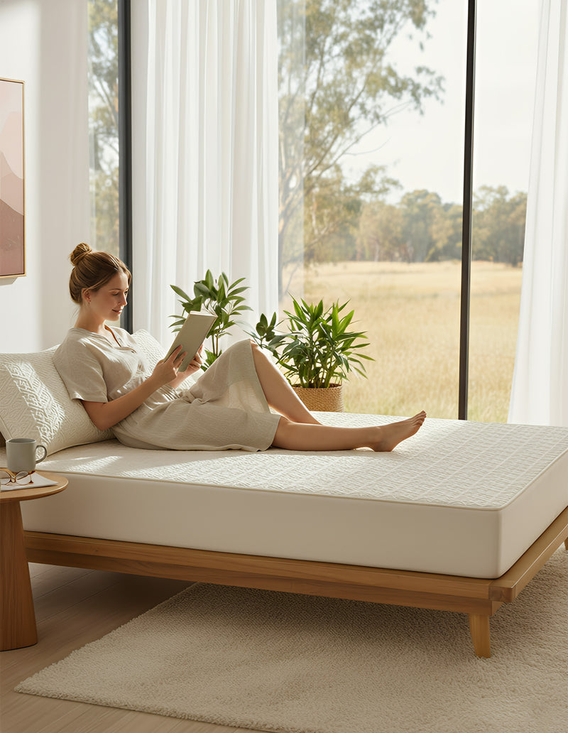 Anycozy Mattress Cover Beige Double Size Pure Cotton Soft Quilted Bed Sheet Anti-bacterial Protector Cover