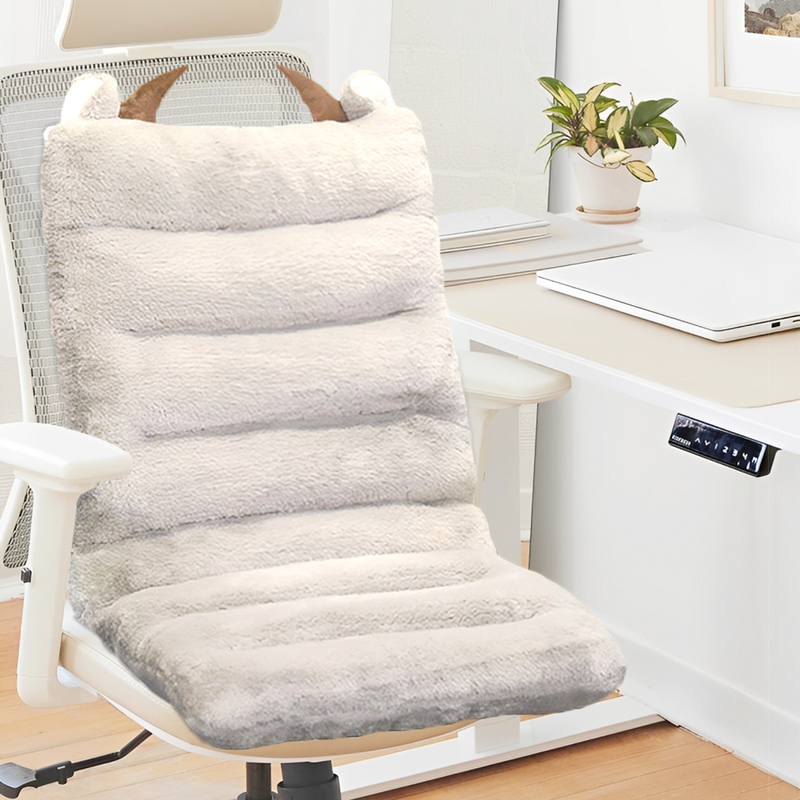 Anypillow Seat Cushion Grey One Piece Siamese Office Sedentary Butt Mat Back Waist Chair Support Home Decor With Buffalo Ears