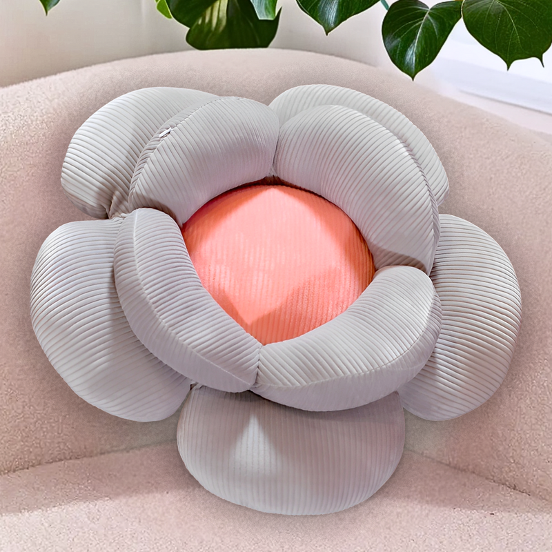 Anyseat Seat Cushion 2PC Grey Double Flower Shape Soft Bedside Floor Plush Pillow Home Decor