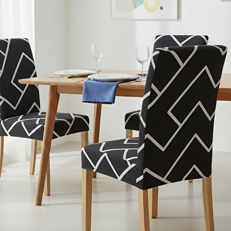 Anyseat Black Square Lattice Print Elastic Chair Cover – Plain Dining Slipcover & Home Décor