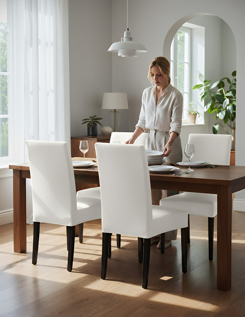 Anyseat White Chair Cover – Waterproof Elastic Slipcover with Anti‑Dirt Protection for Dining Room, Kitchen, Wedding, Hotel, Banquet & Restaurant