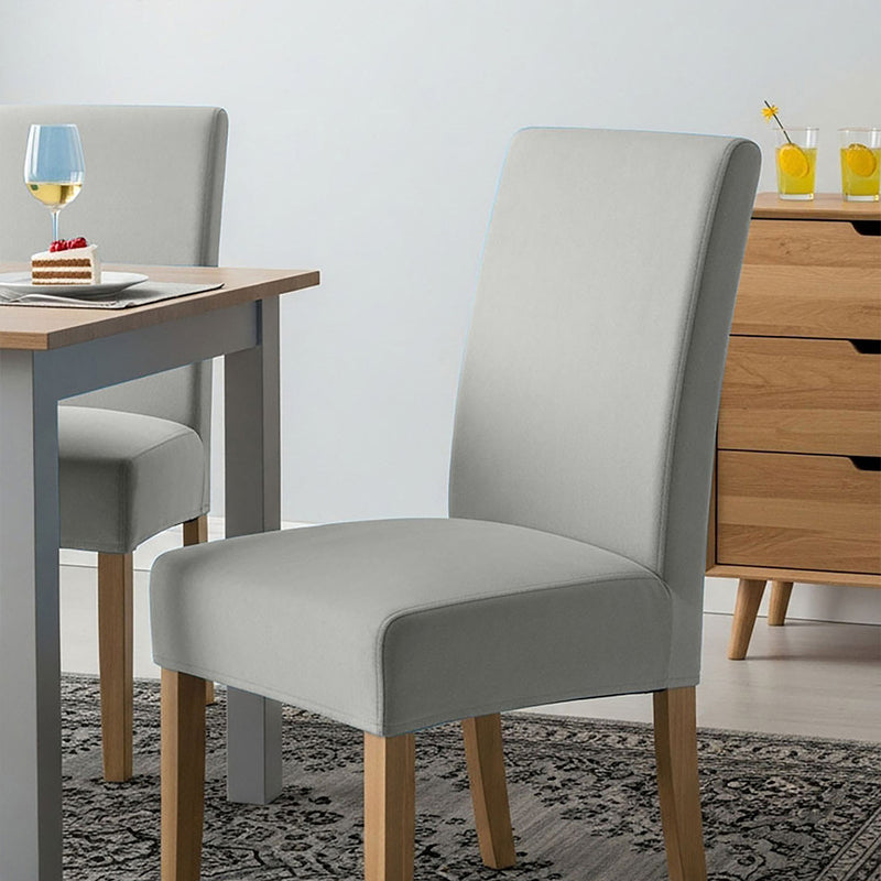 Anyseat Light Grey Velvet Dining Chair Cover – Plush Stretchable Slipcover for Kitchen & Dining Room Chairs