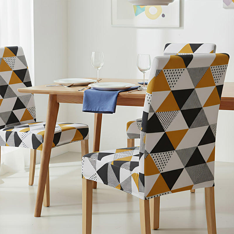 Anyseat Tri Color Geometric Design Pattern Print Elastic Chair Cover – Plain Dining Slipcover & Home Décor
