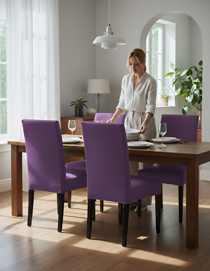 Anyseat Purple Chair Cover – Waterproof Elastic Slipcover with Anti‑Dirt Protection for Dining Room, Kitchen, Wedding, Hotel, Banquet & Restaurant