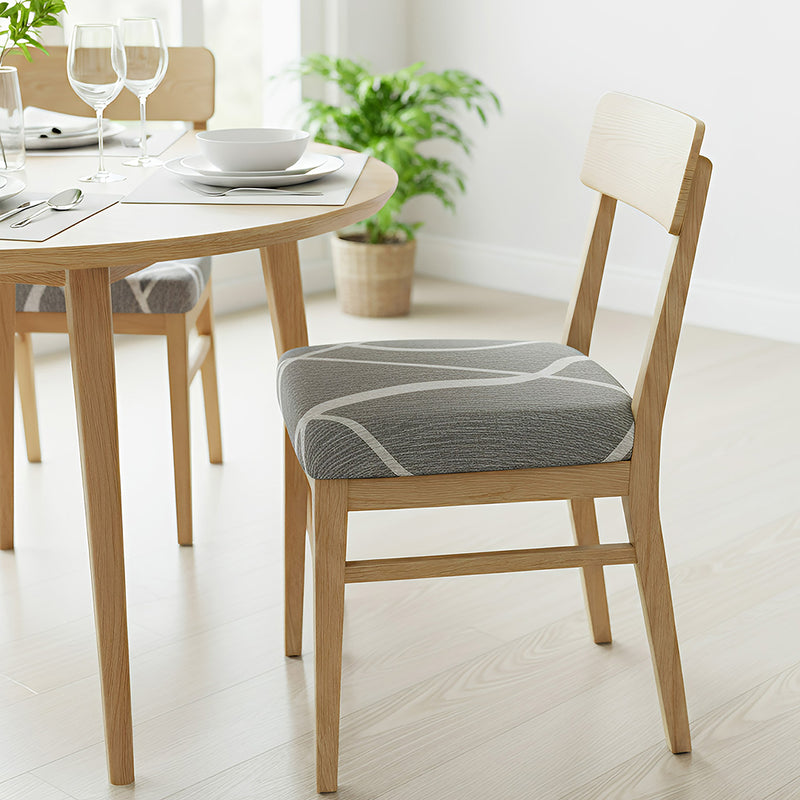 Anyseat Grey and Light Grey Wave Print Chair Cover – Stretch Washable Removable Seat Cover for Dining & Kitchen