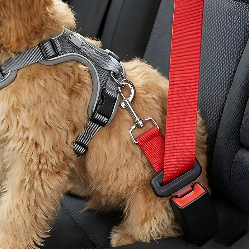 Adjustable Red Pet Car Seat Belt – Safety Harness for Dogs & Cats