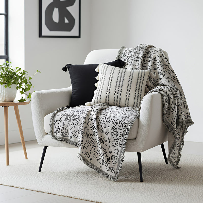 Anycozy Jacquard Graffiti Throw Blanket Sofa Bed Cover Tapestry
