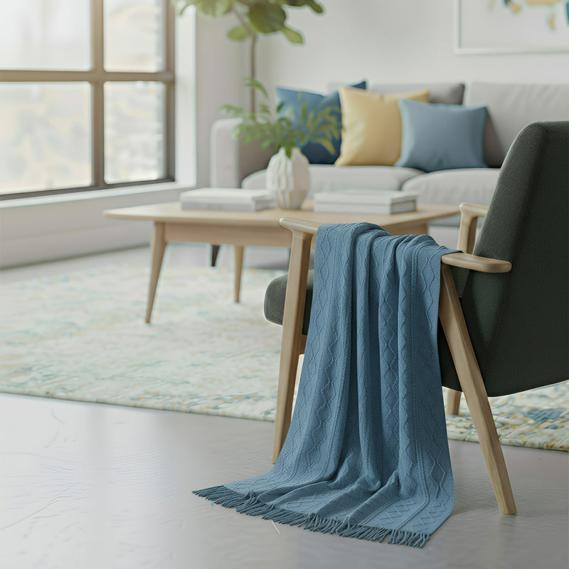 Anycozy Blue Faux Cashmere Throw Blanket Sofa Cover 130x230cm