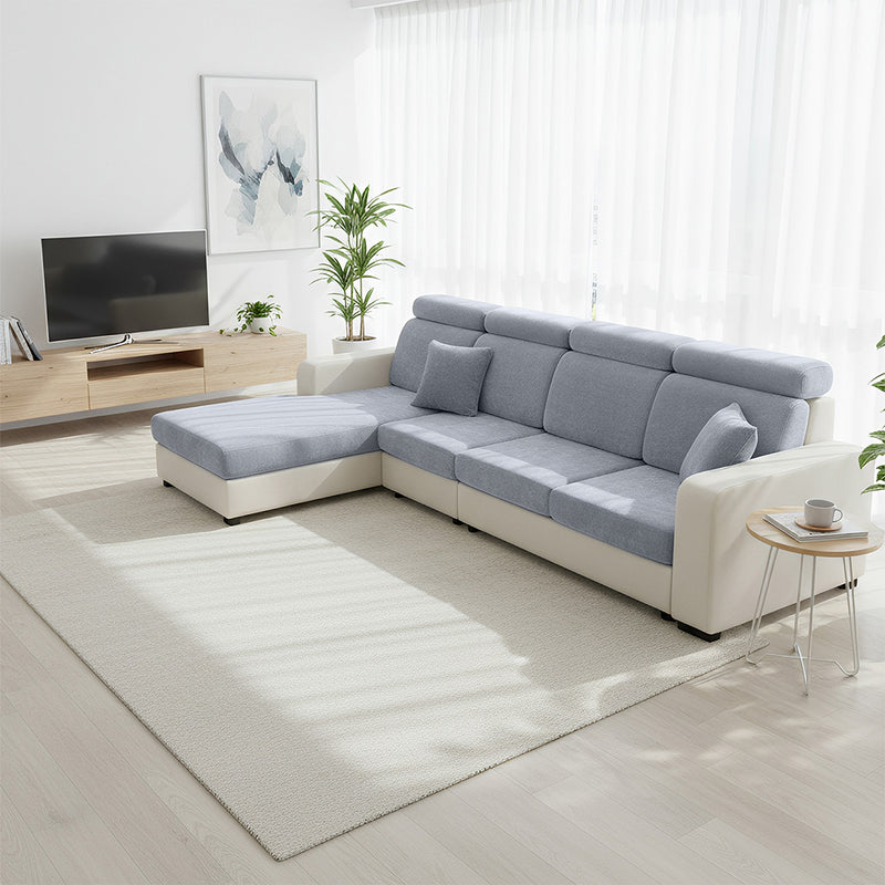 Anyseat Sofa Cover Pastel Blue L-Shape Polyester Chenille Thick Stretchable Cushion For Living Room Head Cushion Large