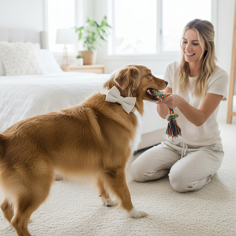 ANYWAGS Pet Bow Collar Leash Set White Supplies Dog Accessories