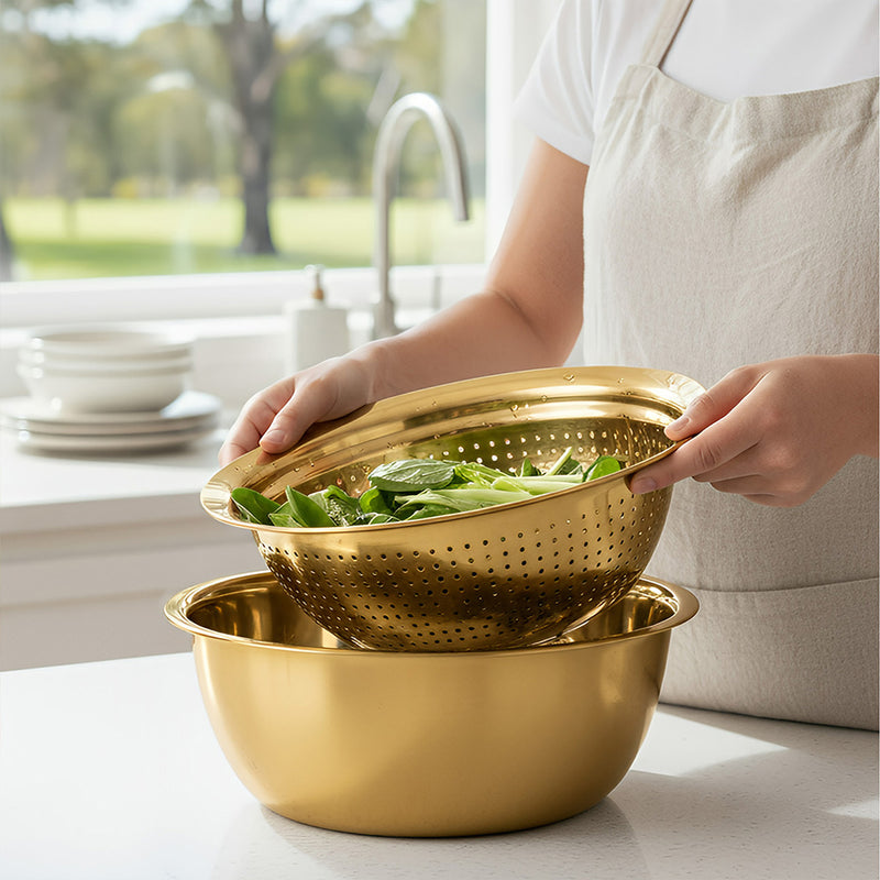 Anygleam Gold Stainless Steel Food Slicer – Multi-Function Kitchen Tool for Effortless Fruit & Vegetable Prep