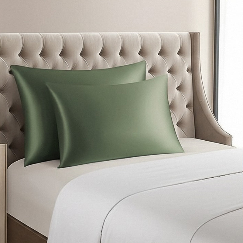 ANYHOUZ Pillowcase 51x66cm Green Natural Mulberry Silk For Comfortable And Relaxing Home Bed