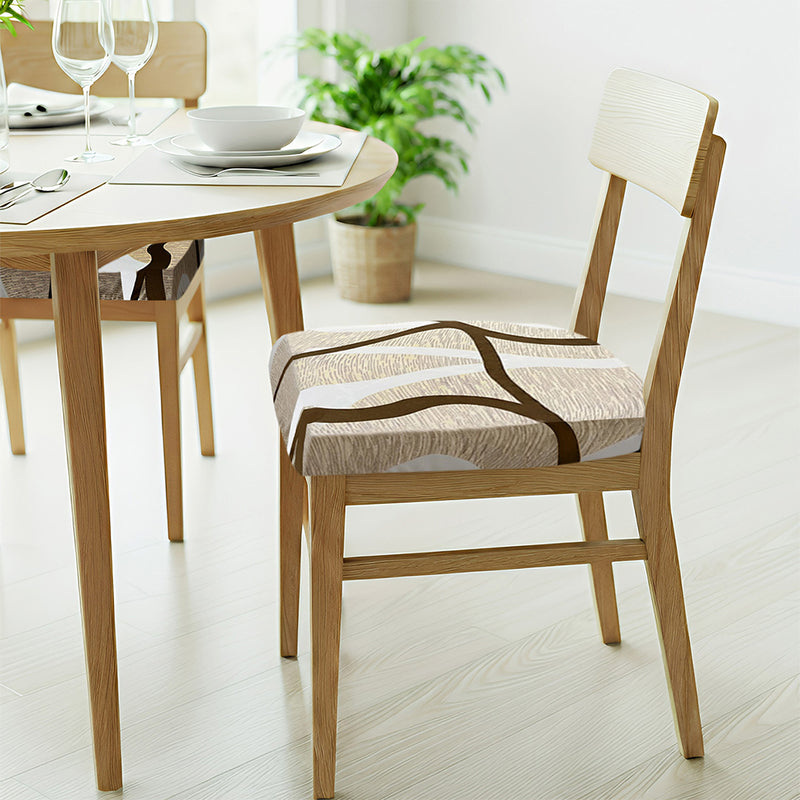 Anyseat Brown White and Beige Print Chair Cover – Stretch Washable Removable Seat Cover for Dining & Kitchen
