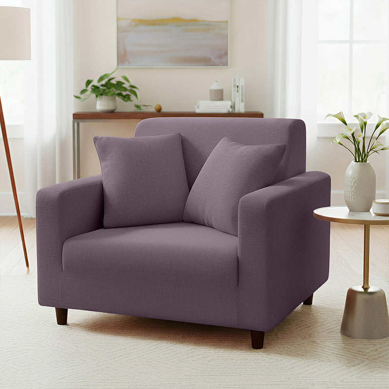 Anyseat 1-Seater Sofa Cover – Plain Purple Style Slipcover for Living Room Chair Protection
