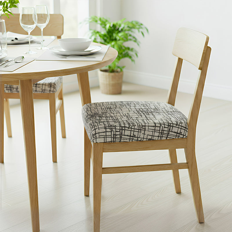 Anyseat White with Black Sketch Lines Print Chair Cover – Stretch Washable Removable Seat Cover for Dining & Kitchen