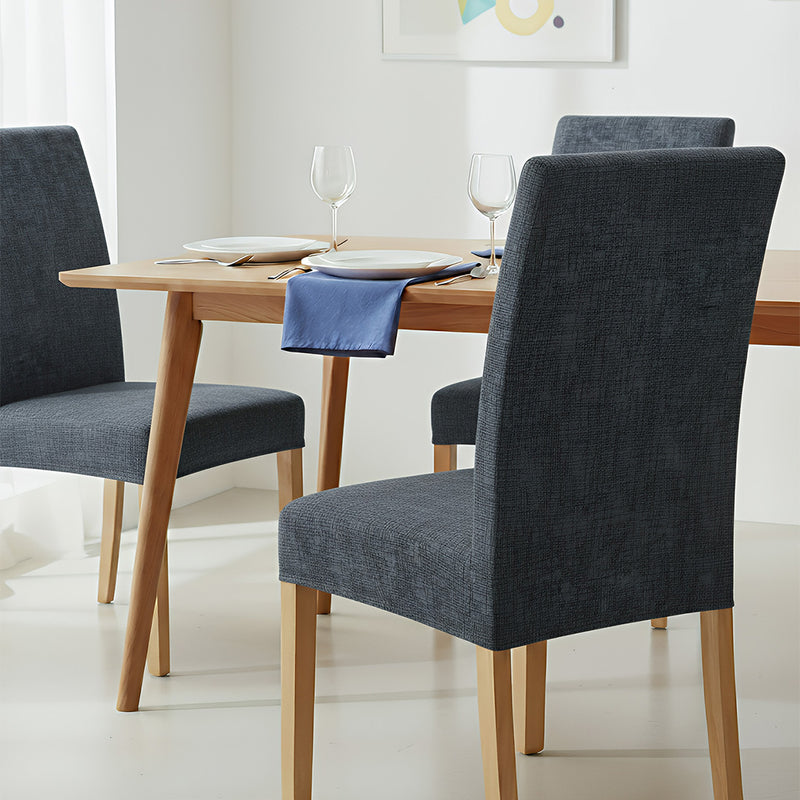 Anyseat Dark Gray Plain Scratch Pattern Print Elastic Chair Cover – Plain Dining Slipcover & Home Décor