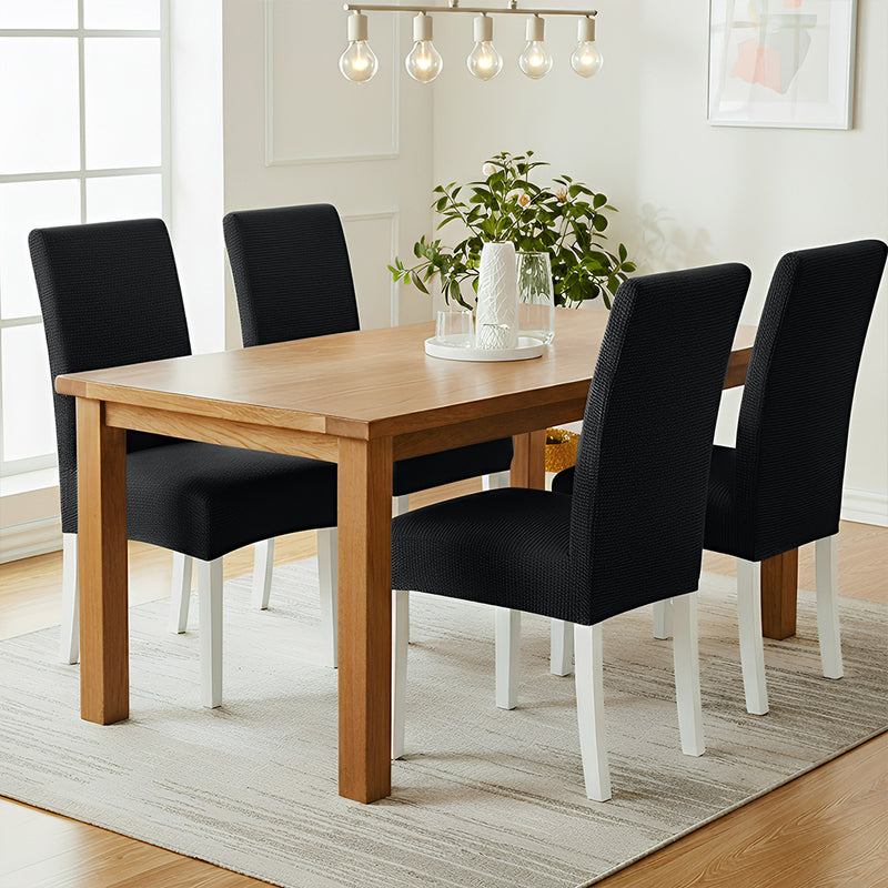 Anyseat Black Waterproof Chair Cover – Corn Kernel Pattern Stretch Slipcover for Dining Room