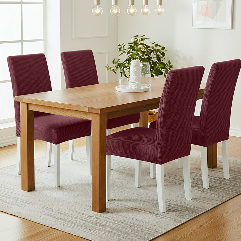 Anyseat Wine Red Waterproof Chair Cover – Corn Kernel Pattern Stretch Slipcover for Dining Room