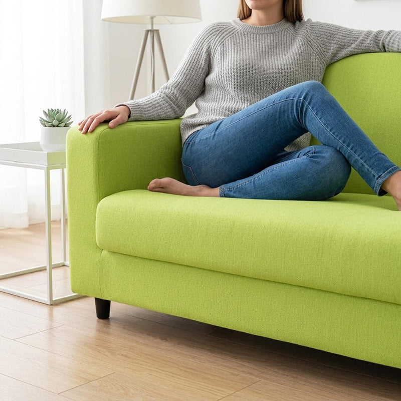 Anyhouz 4 Seater Sofa Cover Plain Apple Green Style and Protection For Living Room Sofa Chair Elastic Stretchable Slipcover