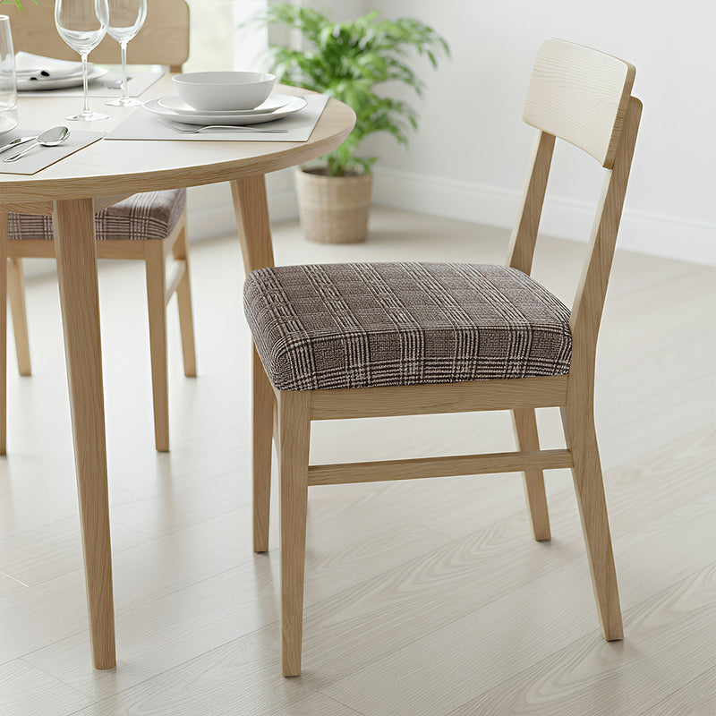 Anyseat Dark Brown Wavey and Straight Line Print Chair Cover – Stretch Washable Removable Seat Cover for Dining & Kitchen