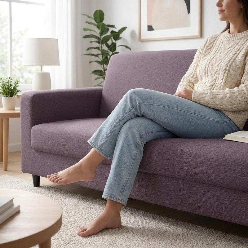 Anyseat 4-Seater Sofa Cover – Plain Purple Style Slipcover for Living Room Chair Protection