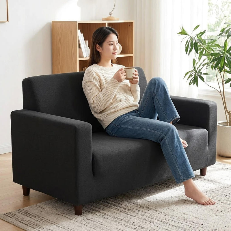 Anyseat 2-Seater Sofa Cover – Plain Gray Style Slipcover for Living Room Chair Protection