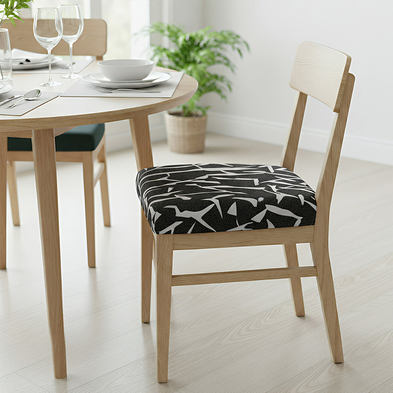 Anyseat Black and White Crack Linear Print Chair Cover – Stretch Washable Removable Seat Cover for Dining & Kitchen