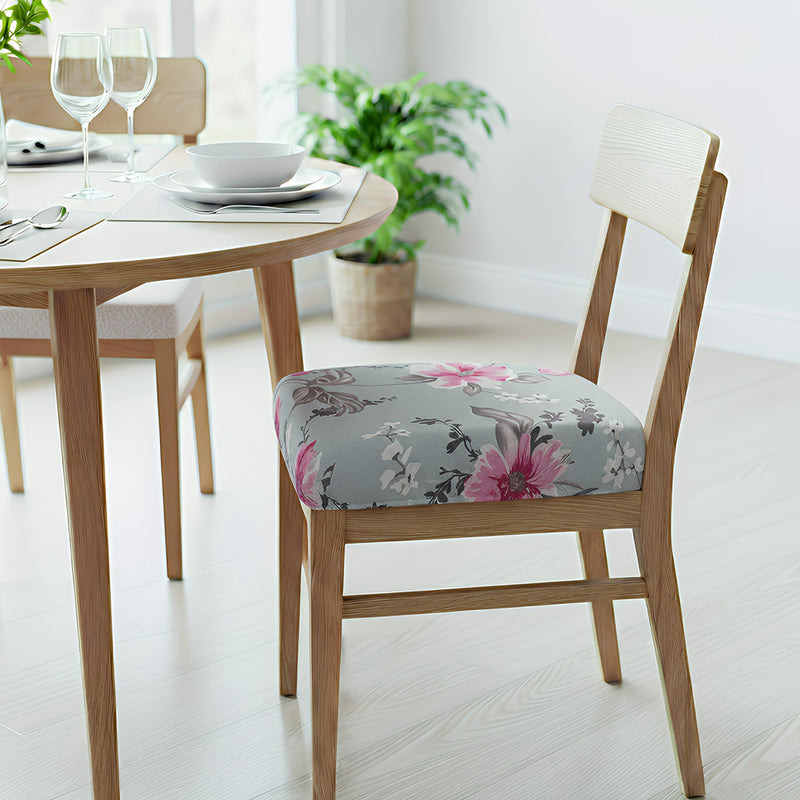 Anyseat Light Blue Pink Flower Print Chair Cover – Stretch Washable Removable Seat Cover for Dining & Kitchen