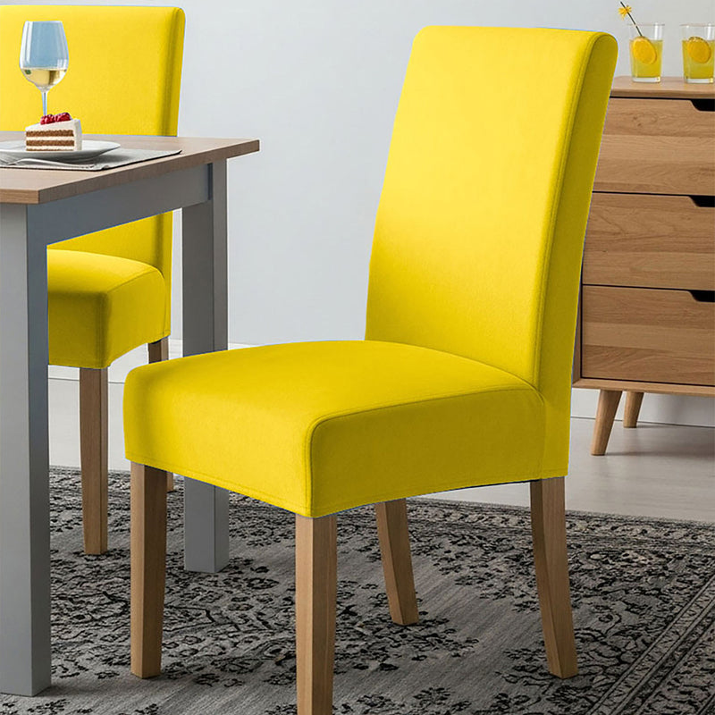 Anyseat Bright Yellow Velvet Dining Chair Cover – Plush Stretchable Slipcover for Kitchen & Dining Room Chairs