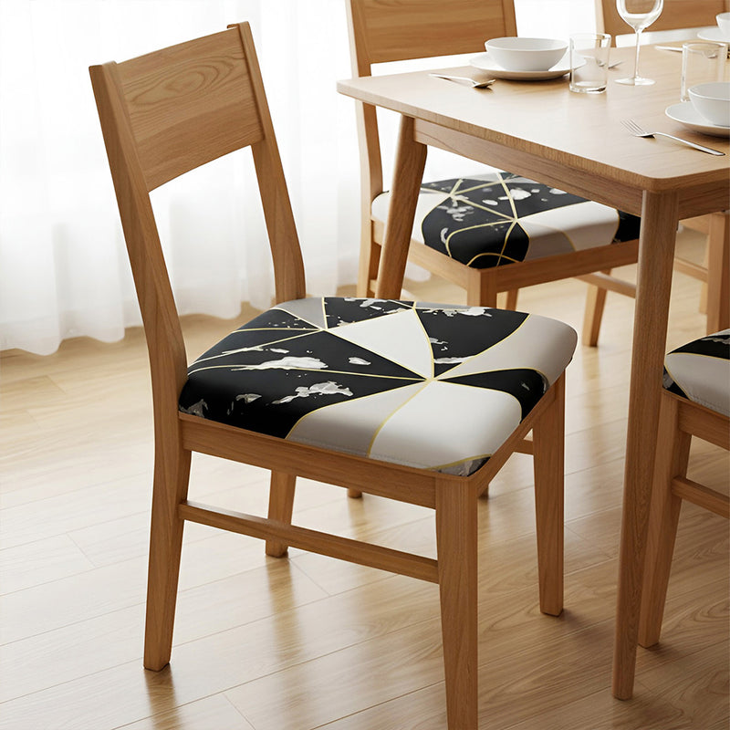 Anyseat Black White Gold Linear Print Chair Cover – Stretch Washable Removable Seat Cover for Dining & Kitchen