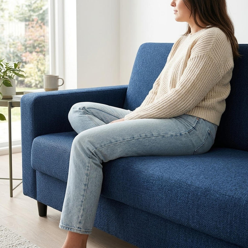 Anyseat 4-Seater Sofa Cover – Plain Navy Blue Style Slipcover for Living Room Chair Protection
