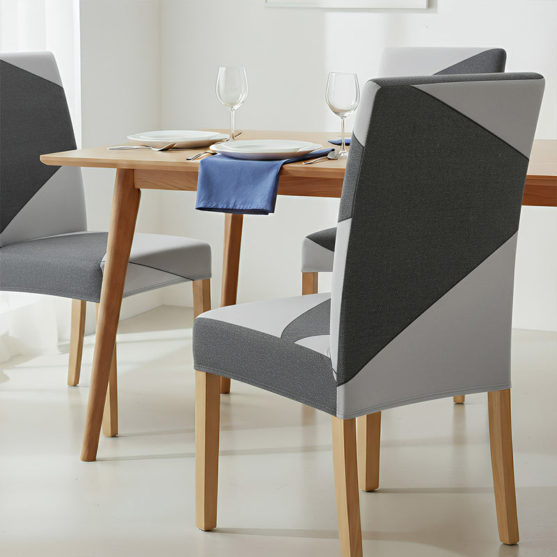 Anyseat Chair Cover Gray Geometric Elastic Slipcover Dining Decor