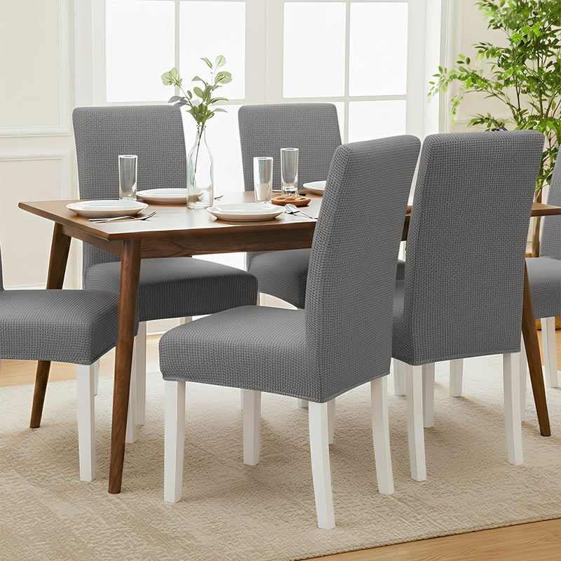 Anyseat Grey Waterproof Chair Cover – Corn Kernel Pattern Stretch Slipcover for Dining Room