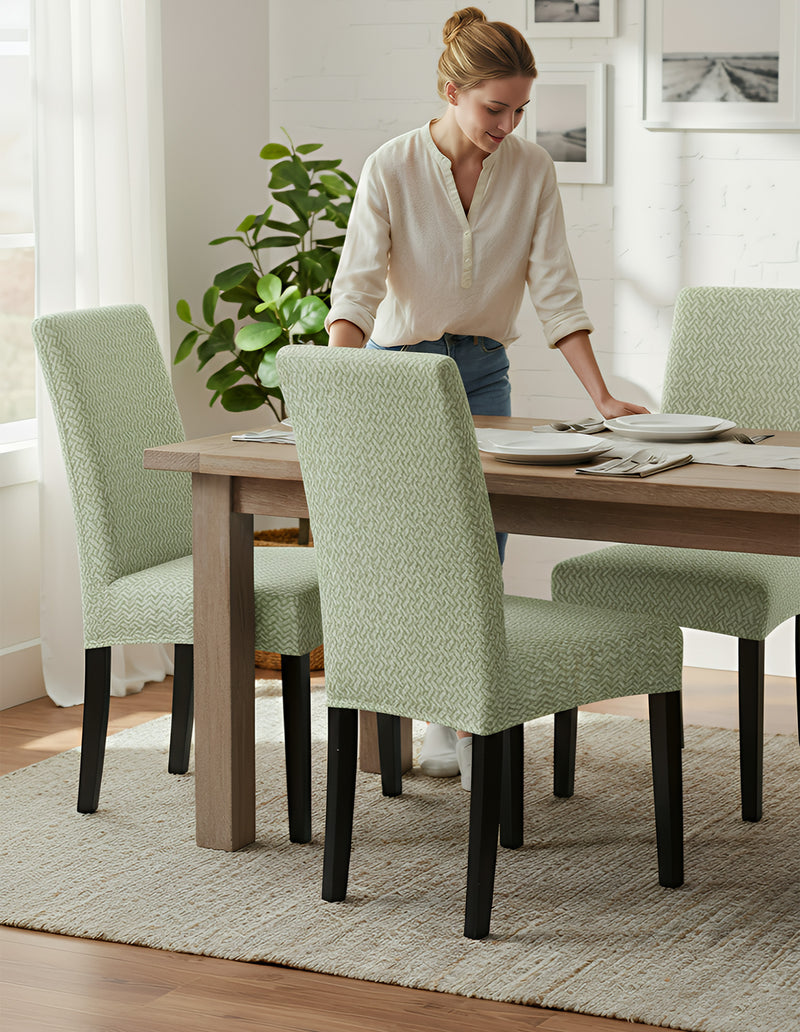 Anyseat Green Knitted Chair Cover – Elastic Anti‑Dirt Design for Dining, Kitchen, Wedding, Hotel & Banquet Use