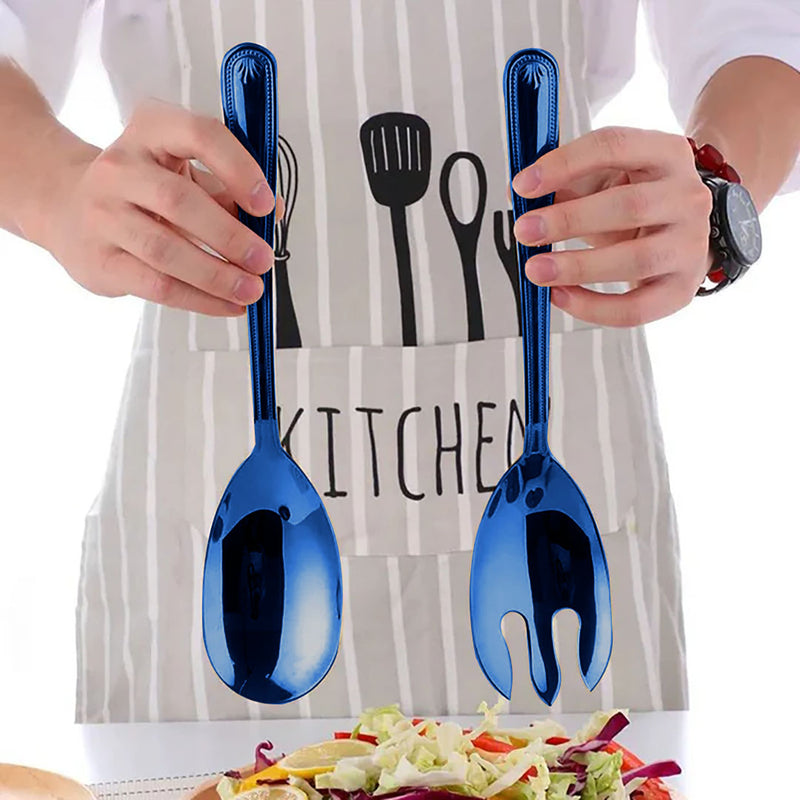 Anygleam Blue Giant Spoon & Fork Set – 2-Piece Stainless Steel