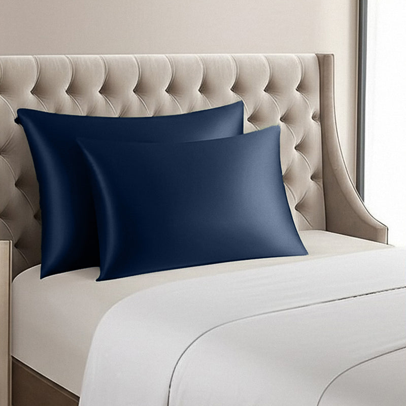 ANYHOUZ Pillowcase 50x90cm Dark Blue Natural Mulberry Silk For Comfortable And Relaxing Home Bed